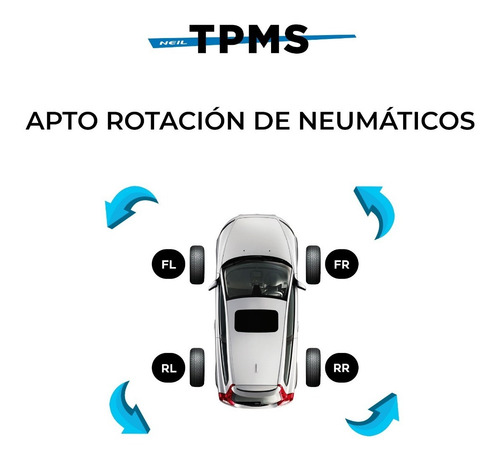 Tpms Auto 4 Sensores Internos + Sensor Para Rueda De Auxilio
