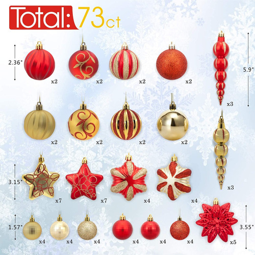 Pack Lujo 73 Adornos Navideños Inastillables En Paquete Reut
