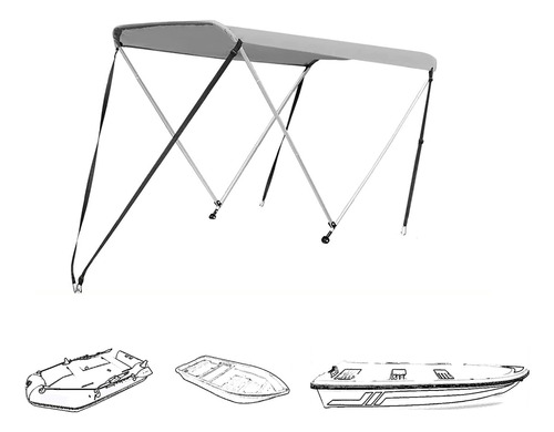 Toldo Bimini Para Barco, 2 Arcos, Plegable, Marco Aluminio