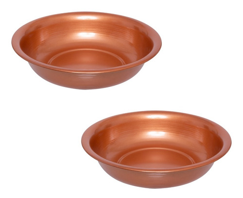 2 Bacias 35 Cm 4 Lts Aluminio Cor Cobre  Decoração Estética 