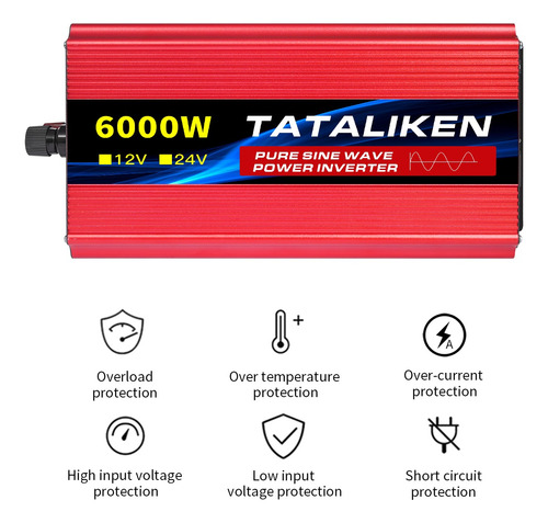 Inversor De Corriente 12v A 110v 6000w Onda Sinusoidal Pura