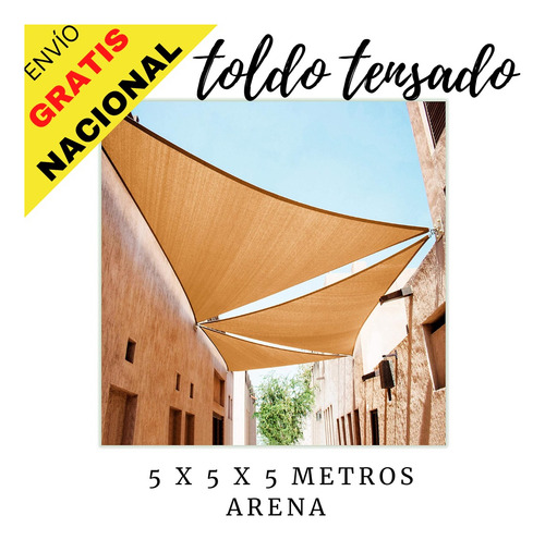 Toldo Triangular Tipo Vela 5x5x5 Metros Tensado Jardín Cafe