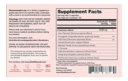Kimi Naturals Breast Max Plus - Píldoras Para Mejorar Los Se