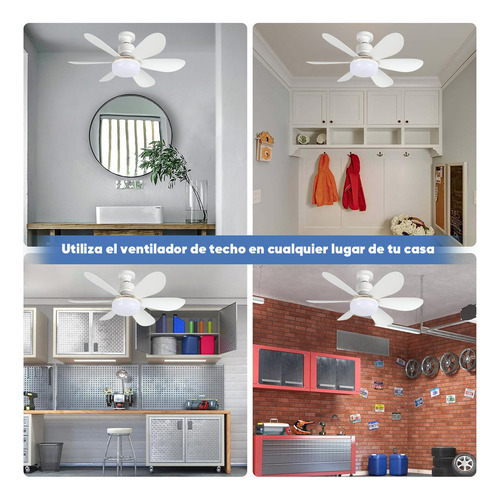 Foco Ventilador Led E26/e27 40w, Lámpara De Techo Foco Abanico Con Control Remoto, Incluye Expansor Y Base De Abanico
