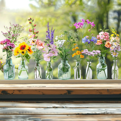 Ventana De Flores Calcomanías De Pared Calcomanía De Papel
