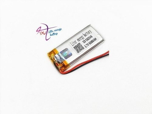 Bateria 600mah 3,7v 5mm X 22mm X 48mm Com 2 Fios