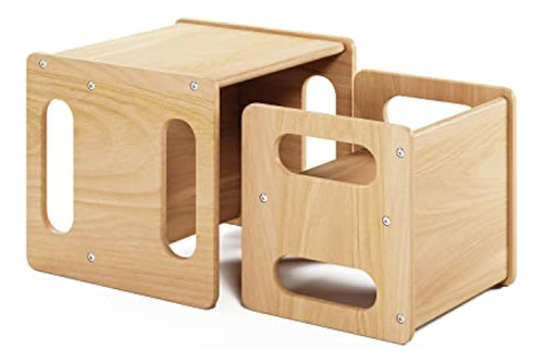 Montessori - Juego De Mesa Y Silla De Destete, Madera Dura,