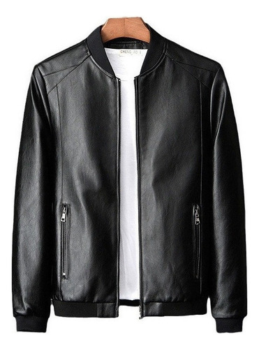 Chaqueta De Cuero De Talla Grande Para Hombre, Cuello Alto,