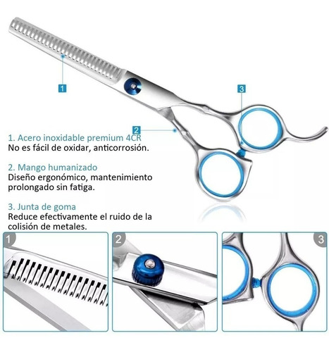 Imagen 3 de 7 de Set Tijera Cortar Pelo Entresacadora Cabello Peluquería