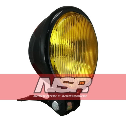 Farol Delantero Vintage C/ Soporte Vidrio Amarillo Nsr Motos