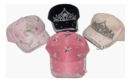 Gorra Vicera Niñas Infantil Brillos Glitter Strass Argolla