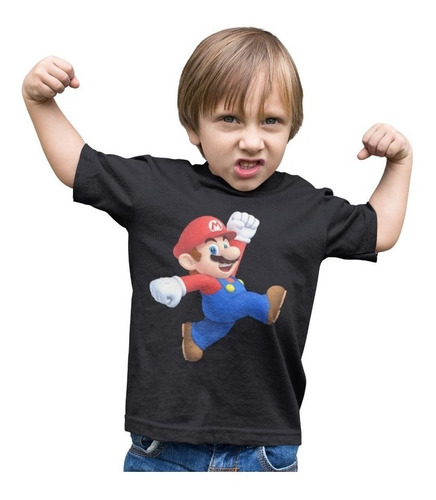 Polera Super Mario Bros Para Niño Videojuegos Algodon Estamp