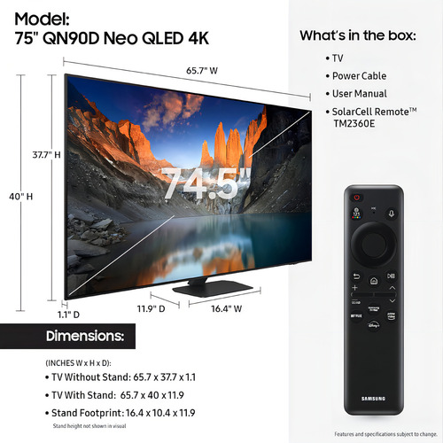 Smart Tv Samsung 75 Qn90d Neo Qled 4k 144hz Modelo 2024