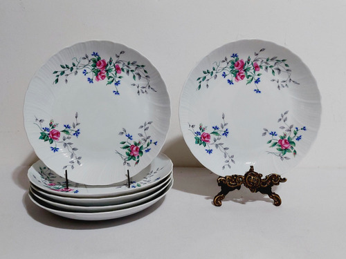 Juego 6 Platos Hondos Porcelana Limoges Bernardaud Mireille