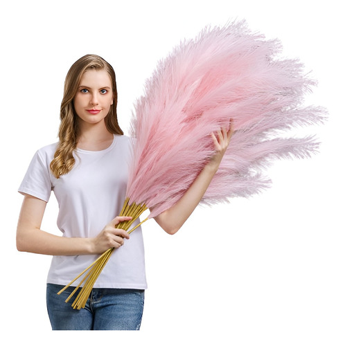 Varas De Pampas Grass Artificiales 7u 115cm - Rosa