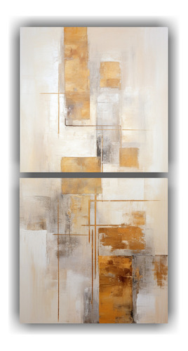 120x60cm Cuadros Abstractos Blanco Y Dorado Expresión Fuert
