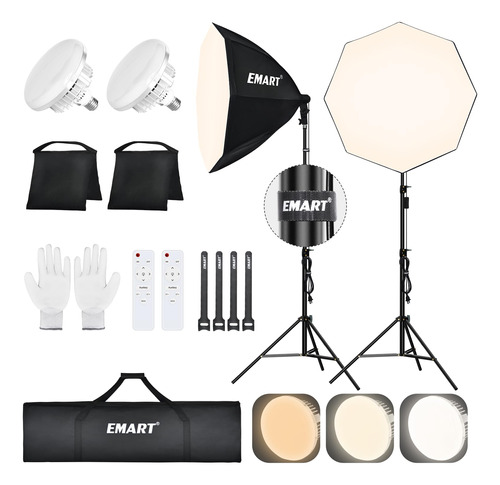 Emart Kit De Iluminacion Softbox Con Bolsa De Arena, 25.5 Pu