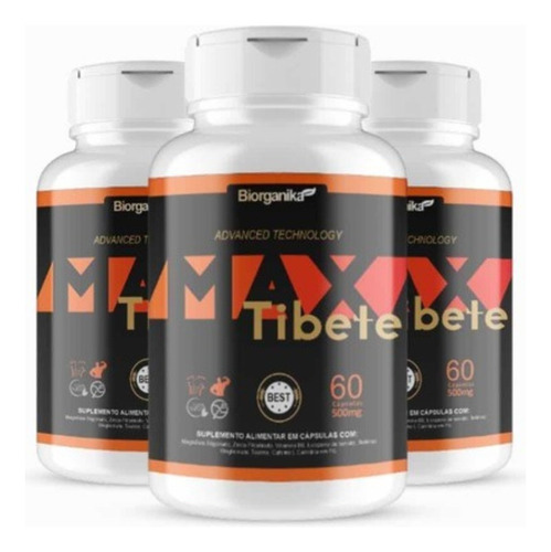 3 Potes Max Tibete 180 Capsulas - Pronto Sabor Neutro