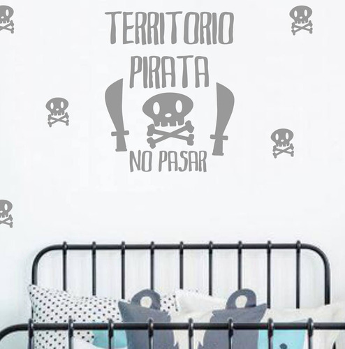 Vinilos Decorativos Piratas Calaveras Frase Mediano Nene