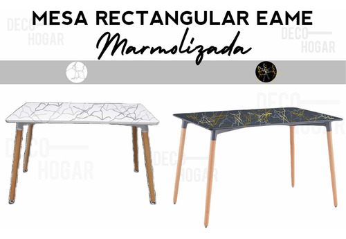 Mesa Eame Rectangular Marmolizada Comedor Moderna