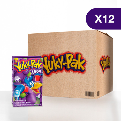 Imagen 1 de 1 de Yuky-pak Sabor A Uva - Caja De 12 Unidades De 250 Ml
