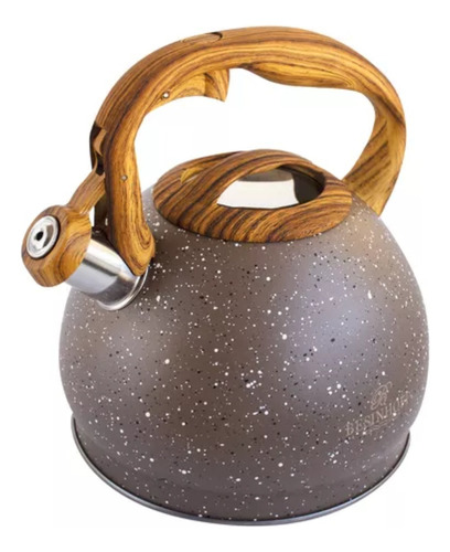 Pava De Acero Inoxidable 3 Litros Redonda Gris Granito