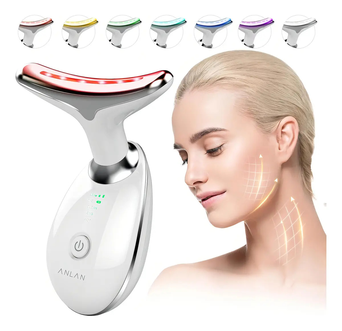 Masajeador Facial EMS Radiofrecuencia Tripolar Anlan MJY02 con Luz LED