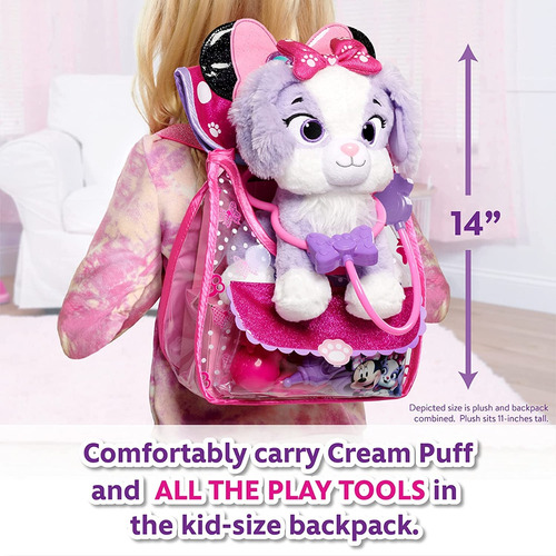 Minnie Mouse, Set Peluche Cream Puff Viaje Al Veterinario