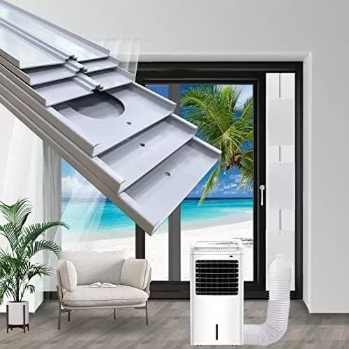 Kit de ventana deslizante de aire acondicionado portátil con adaptador de  acoplador universal, kit de ventilación de CA deslizante ajustable sin