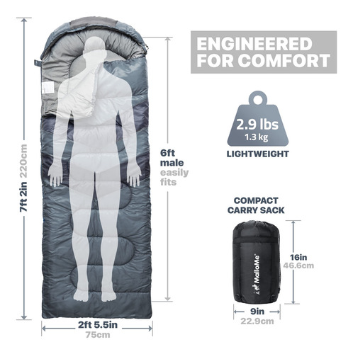 Saco De Dormir Portatil Impermeable De Poliester Color Gris