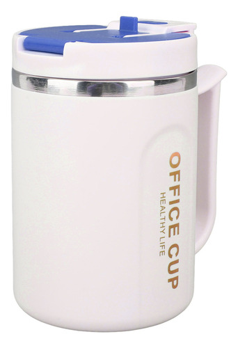 Taza Con Mango Y Tapa De Acero Inoxidable Azul 304 Con Aisla