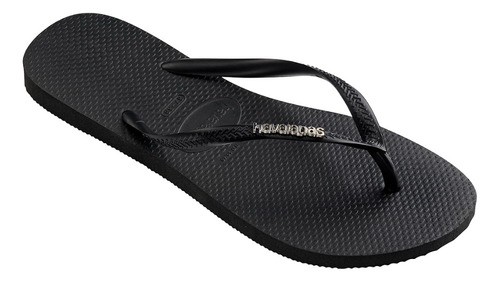 Ojota Havaianas Slim Logo Metallic Negro Plata