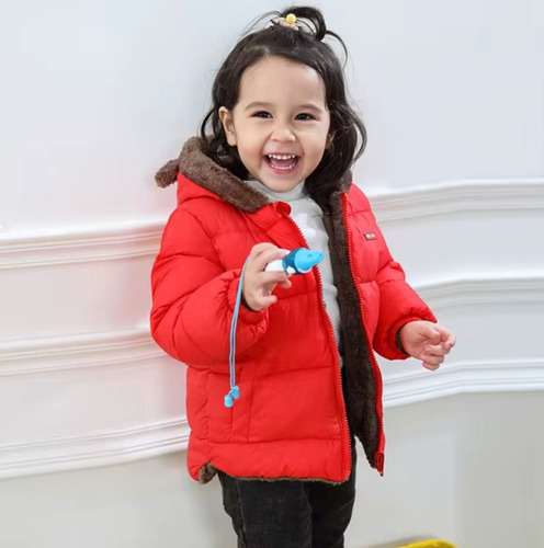 Chaquetas D Invierno Con Capucha Plumón De Felpa Niños Niña