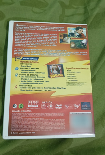 Película Dvd Disney Bolt Infantil - Un Solo Uso (Usado)