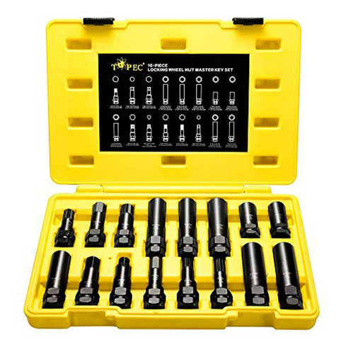 16 Sae Metric Piece Locking Lug Master Key Set, Wheel Lock R