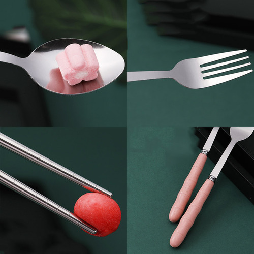 Juego De Vajilla De Acero Inoxidable, 3 Piezas, Palillos, Te