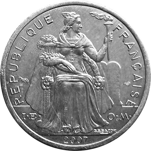 Polinesia Francesa Moneda De 1 Franc Año 2007 - Km #11