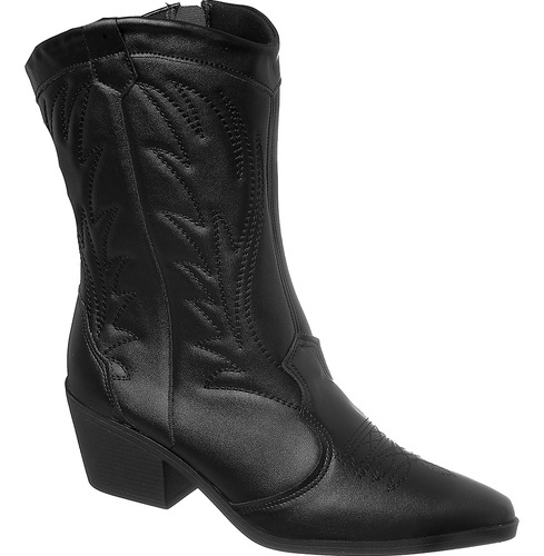 Bota Feminina Texana Bordada Bico Fino Confortável Ref 70000