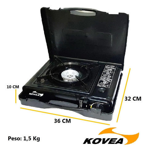 Imagen 2 de 6 de Anafe Portatil Para Camping Kovea + 4 Cartuchos Brogas Butan