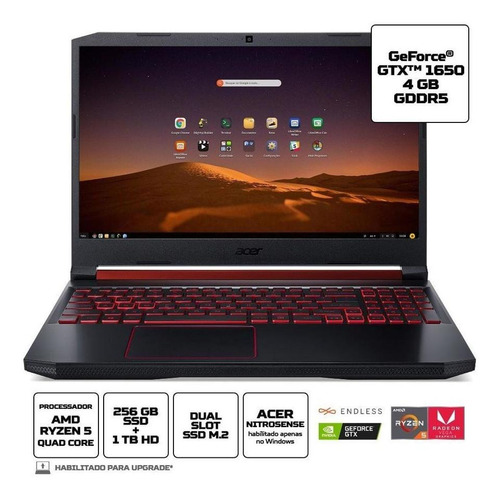 Notebook Gamer Nitro 5 An515-43-r9k7 Amd 8gb 1tb Hd 256gb