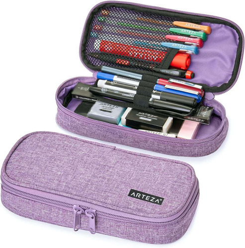Arteza Pencil Case, Purple Pencil Pouch With Zipper Closure,