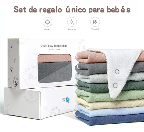 Set De 8pcs Para Niño Y Niña Baberos De Algodón Impermeable 8pcs Multicolor
