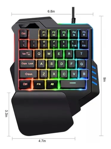 Teclado De Una Mano Rgb Gamer Vsg Unabomber | Macros Y Apoyo