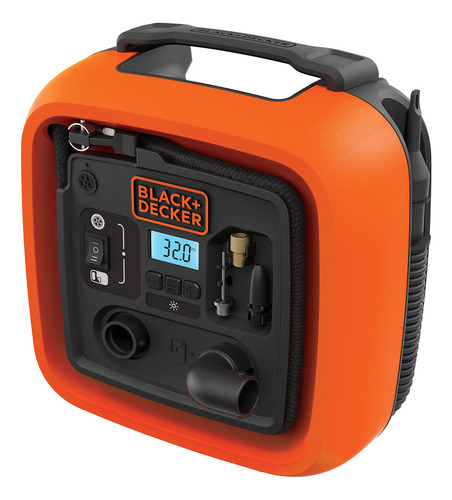 Compresor Inflador Multiproposito 12v Black+decker Para Auto Color Naranja