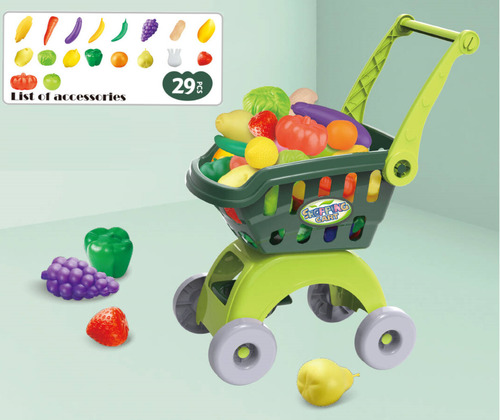 Jueguete Carrito De Super Con Frutas Y Verduras - Verde
