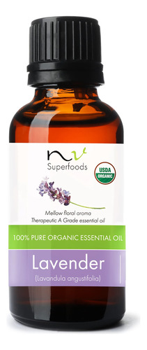 Nv Superfoods Aceite Esencial De Lavanda Organica, 1 Onza Li