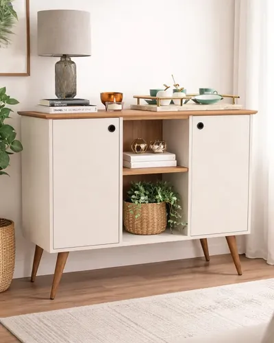 BUFFET 2 PORTAS APARADOR CANTINHO CAFé BALCãO SALA RETRO OFF WHITE