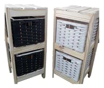 Comprar Organizador Canastero De 2 Canastos De Mimbre Y Zuncho