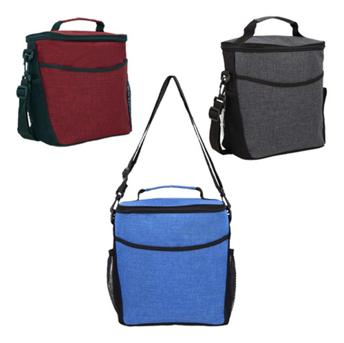 Hielera De Poliéster Con Interior Térmico, Correa Ajustable Color Azul
