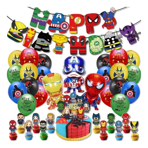 comprar Set Decoración De Cumpleaños Superheroes Fiesta Cotillón